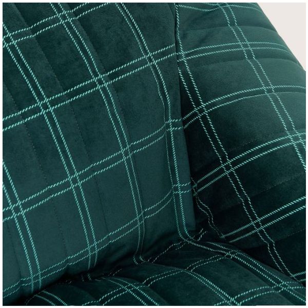Pouf Fauteuil Enfant Chelsea Eco-Velours - Carreaux Vert / Menthe