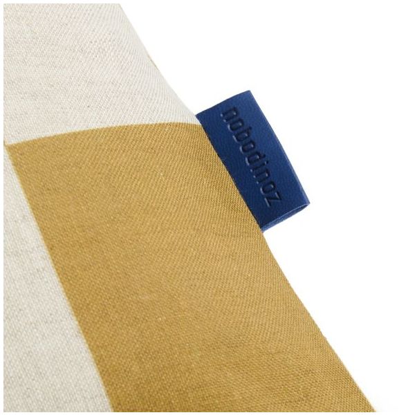 Coussin carré en lin Stanley - Carreaux Moutarde