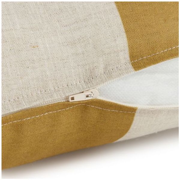Coussin carré en lin Stanley - Carreaux Moutarde