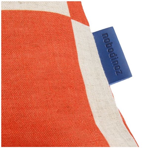 Coussin carré en lin Stanley - Carreaux Orange