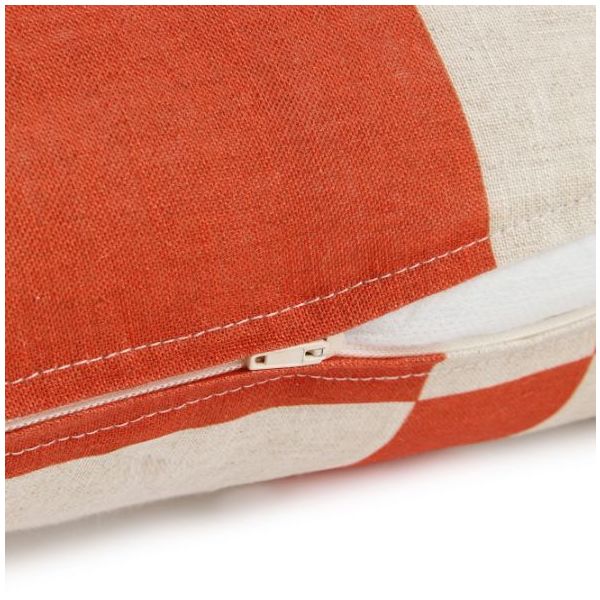 Coussin carré en lin Stanley - Carreaux Orange