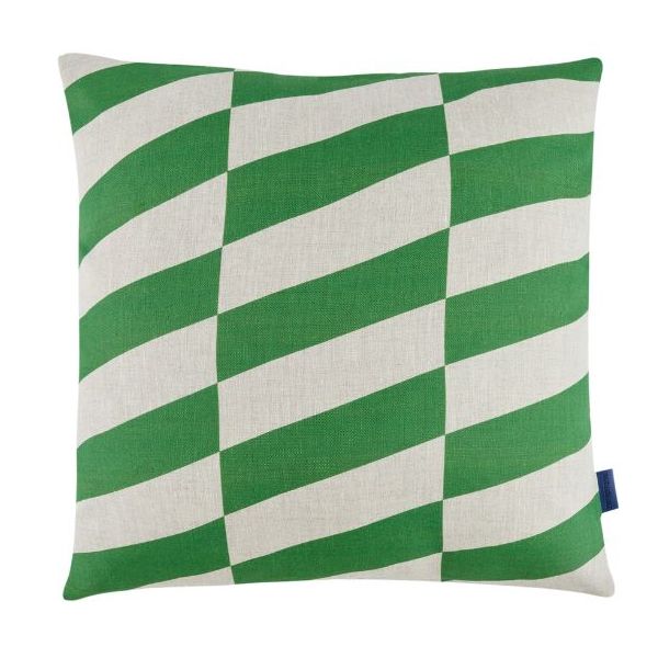 Coussin carré en lin Stanley - Carreaux Vert