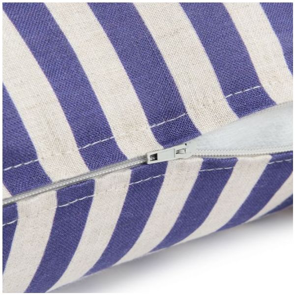 Coussin carré en lin Stanley - Fines Rayures Bleu