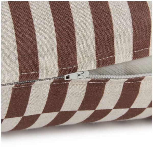 Coussin carré en lin Stanley - Fines Rayures Marron