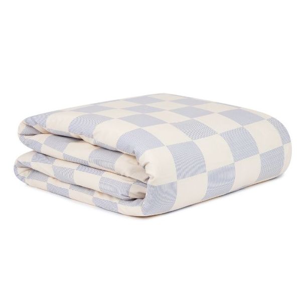 Housse de couette Sheldon 150 x 200 cm - Carreaux Bleu