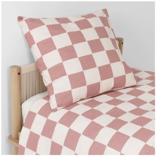 Housse de couette Sheldon 150 x 200 cm - Carreaux Rouge Brûlé