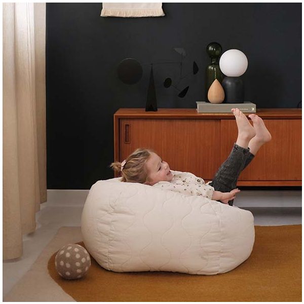 Pouf enfant rond matelassé Landscape - Naturel