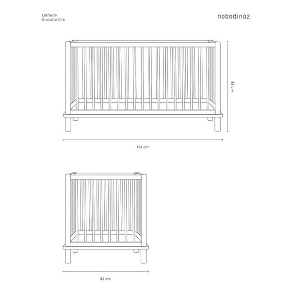 Lit bébé évolutif 70x140 cm Latitude - Chêne