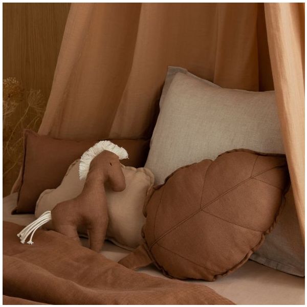 Coussin Feuille - Lin Noisette