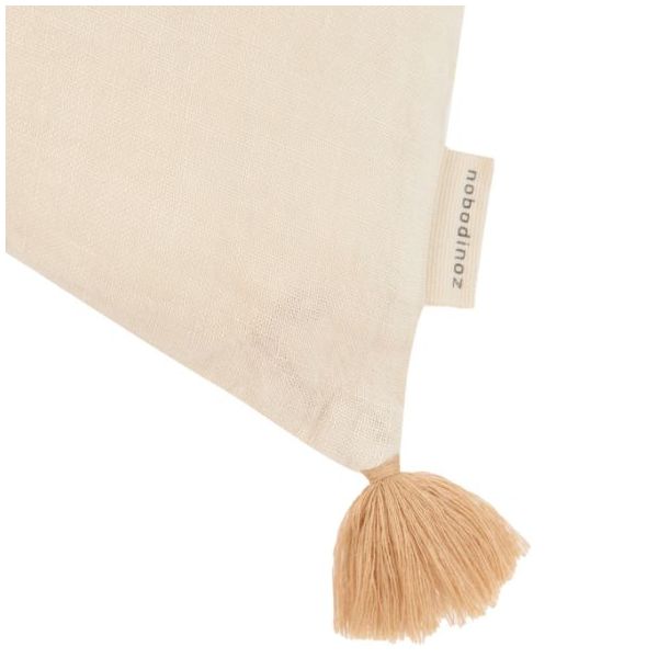 Tassels Embroidered Rectangular Cushion - Linen Ginger