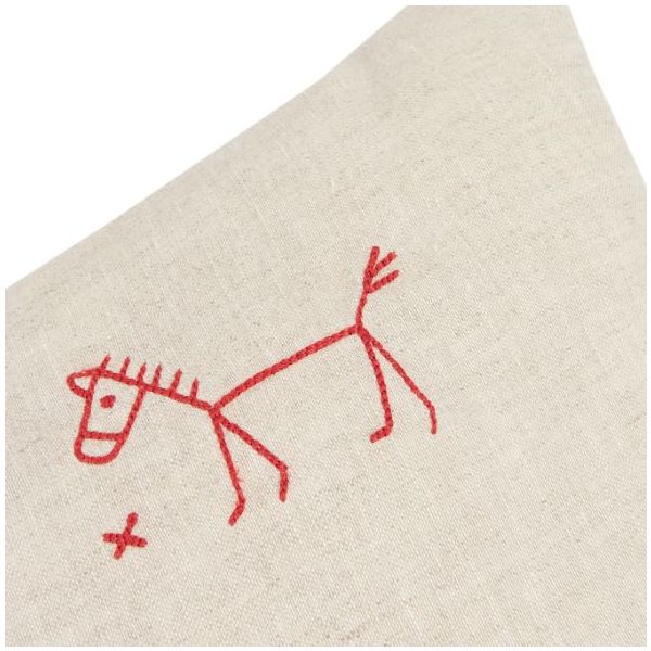 Tassels Embroidered Rectangular Cushion - Linen Greige