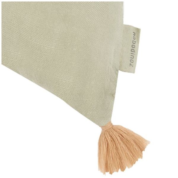 Tassels Embroidered Rectangular Cushion - Linen Matcha Green