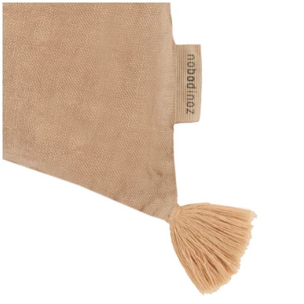Tassels Embroidered Rectangular Cushion - Linen Sesame