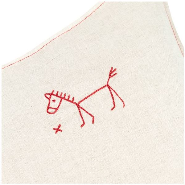 Coussin carré brodé - Lin Greige