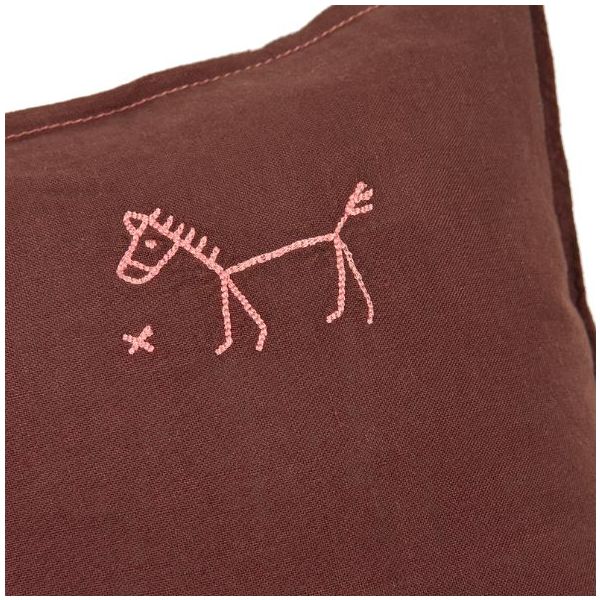 Coussin carré brodé - Lin Prune