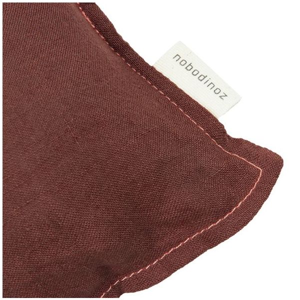 Coussin carré brodé - Lin Prune