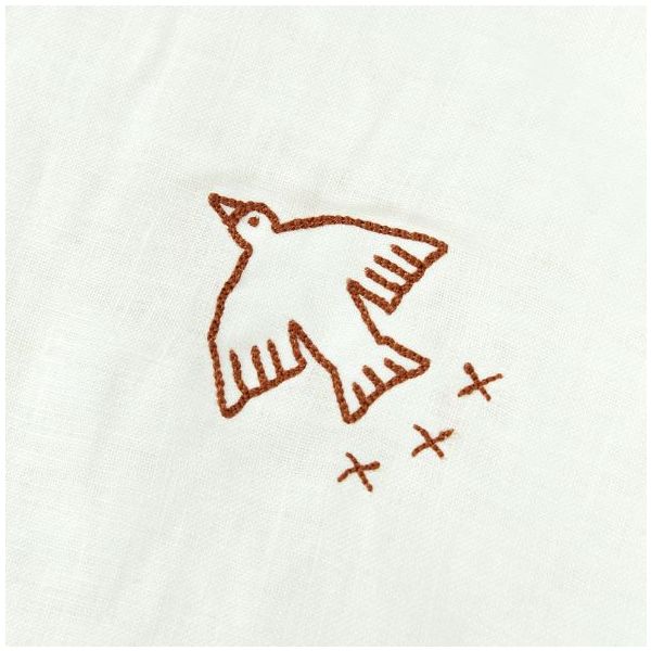 Couverture brodée - Lin Blanc Cassé
