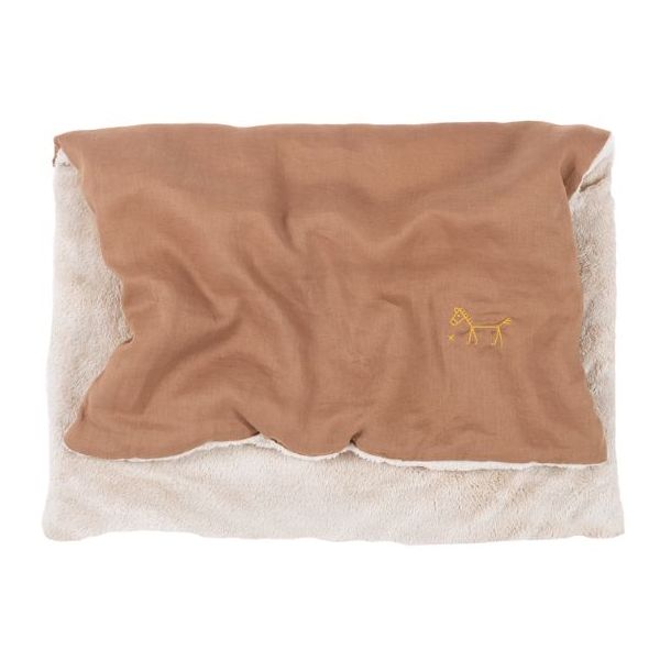 Couverture brodée - Lin Noisette