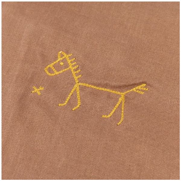 Couverture brodée - Lin Noisette