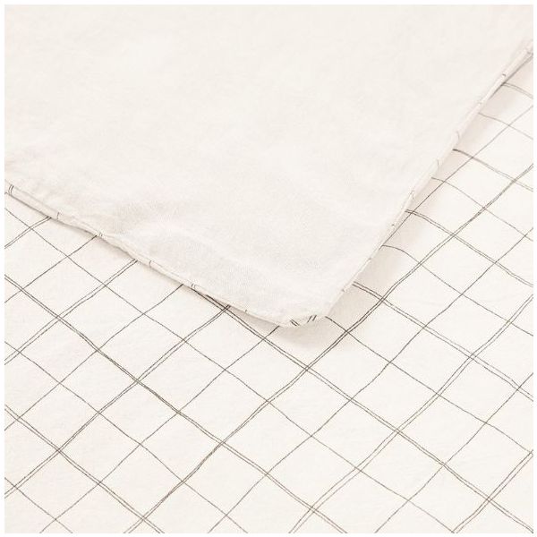 Housse de couette 100 x 140 cm - Lin Carreaux Blanc Cassé