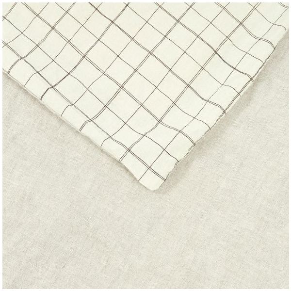 Housse de couette 100 x 140 cm - Lin Carreaux Greige