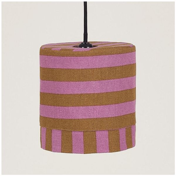 Abat-jour Linda - 20 cm - Rayures Rose / Curry