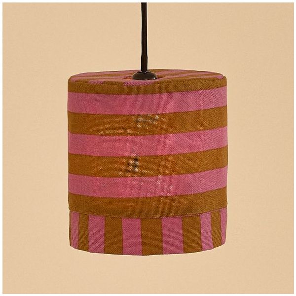 Abat-jour Linda - 20 cm - Rayures Rose / Curry