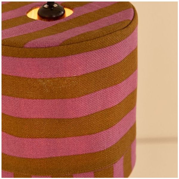 Abat-jour Linda - 20 cm - Rayures Rose / Curry