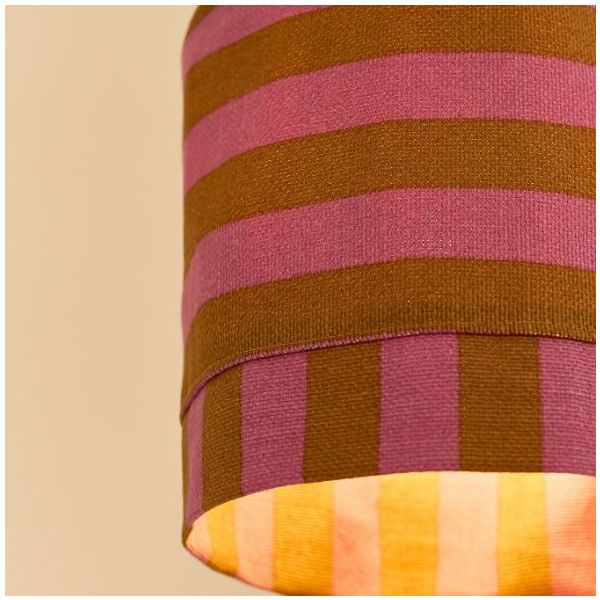 Abat-jour Linda - 20 cm - Rayures Rose / Curry