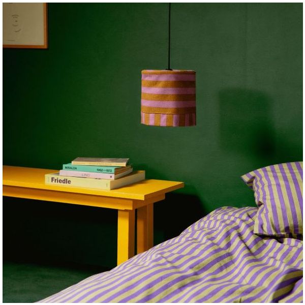 Abat-jour Linda - 20 cm - Rayures Rose / Curry