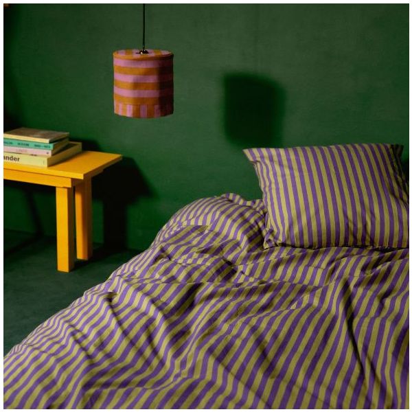 Abat-jour Linda - 20 cm - Rayures Rose / Curry