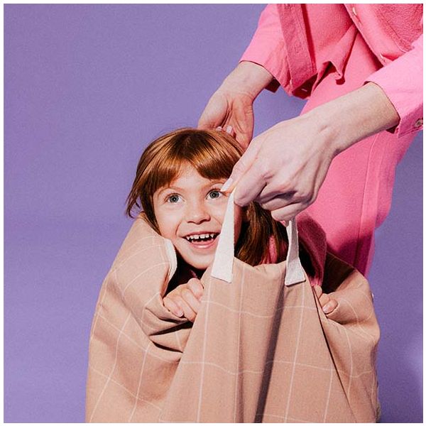Panier à jouets Playground - Carreaux Taupe
