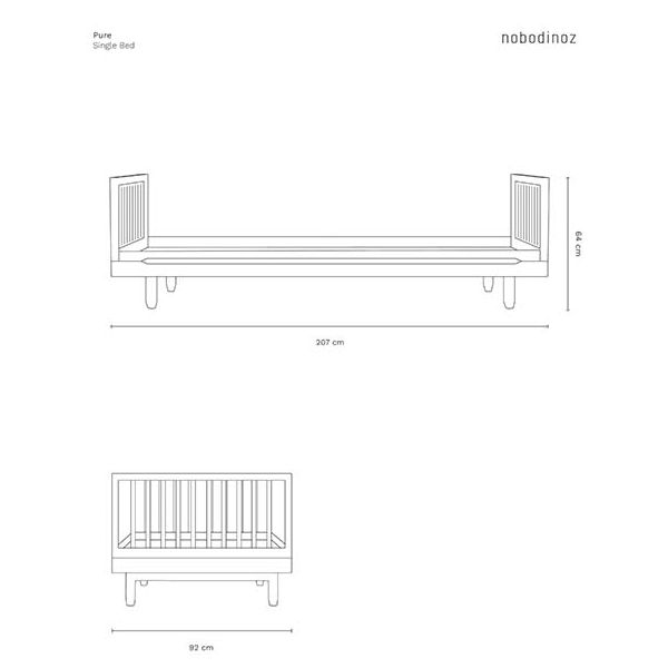 Lit simple 90 x 200 cm Pure