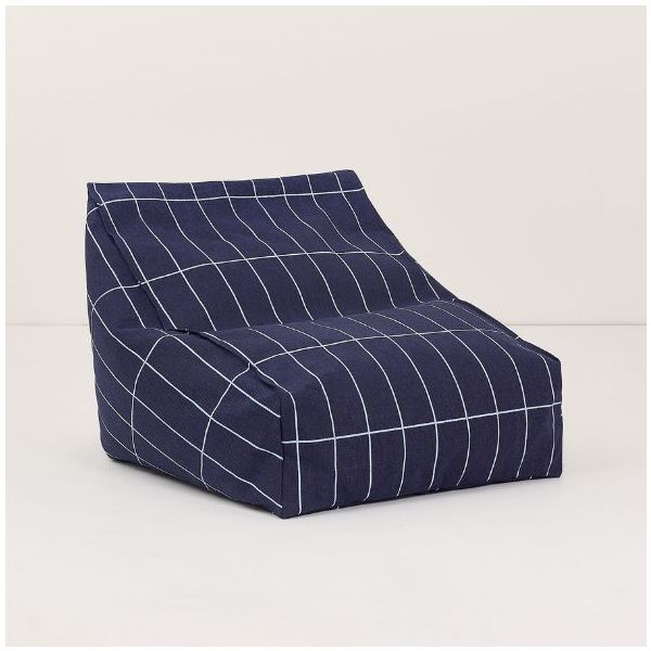 Pouf Fauteuil enfant Vibes - Carreaux Bleu Marine