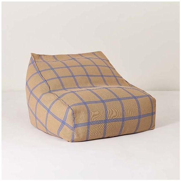 Pouf Fauteuil enfant Vibes - Carreaux Bleu / Marron
