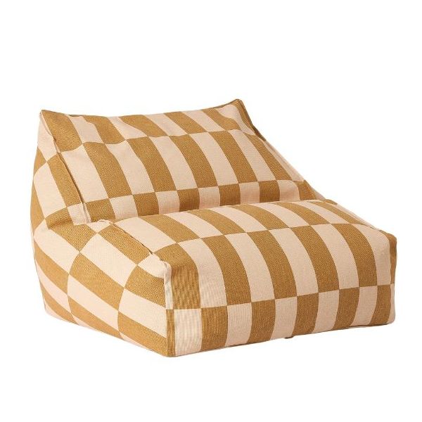 Pouf Fauteuil enfant Vibes - Carreaux Moutarde / Sable