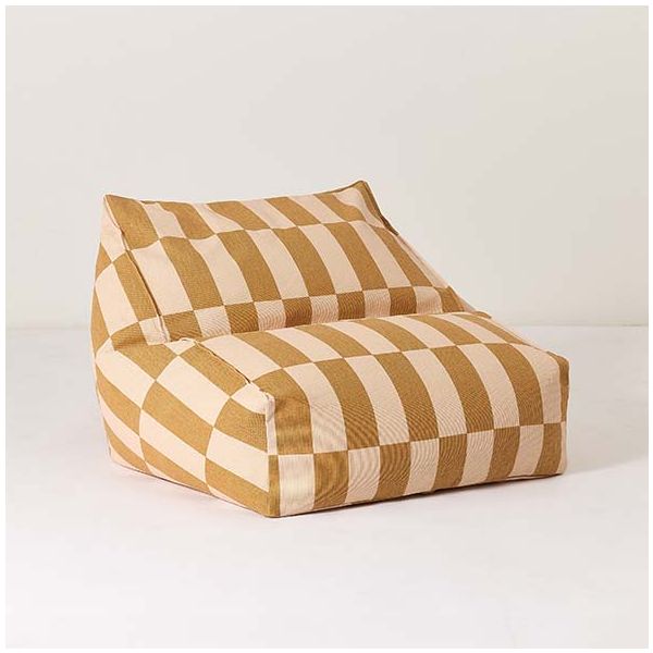 Pouf Fauteuil enfant Vibes - Carreaux Moutarde / Sable