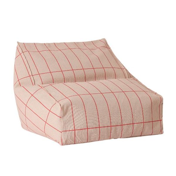 Pouf Fauteuil enfant Vibes - Carreaux Rose / Rouge