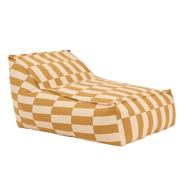 Pouf long Ado Vibes - Carreaux Moutarde / Sable