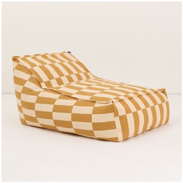 Pouf long Ado Vibes - Carreaux Moutarde / Sable