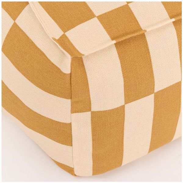 Pouf long Ado Vibes - Carreaux Moutarde / Sable