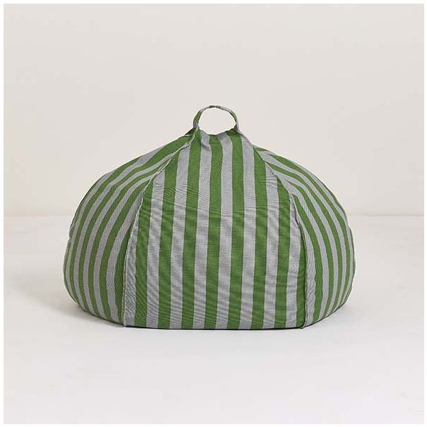Pouf enfant rond Vibes - Rayures Vert / Bleu