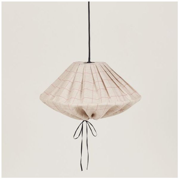 Yumi Lampshade - 50 cm - Linen Carmine Grid