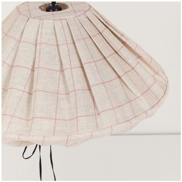 Yumi Lampshade - 50 cm - Linen Carmine Grid