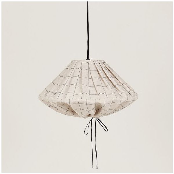 Abat-jour Yumi - 50 cm - Lin Carreaux Noir