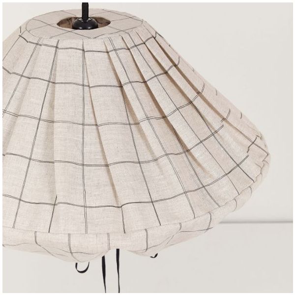 Abat-jour Yumi - 50 cm - Lin Carreaux Noir