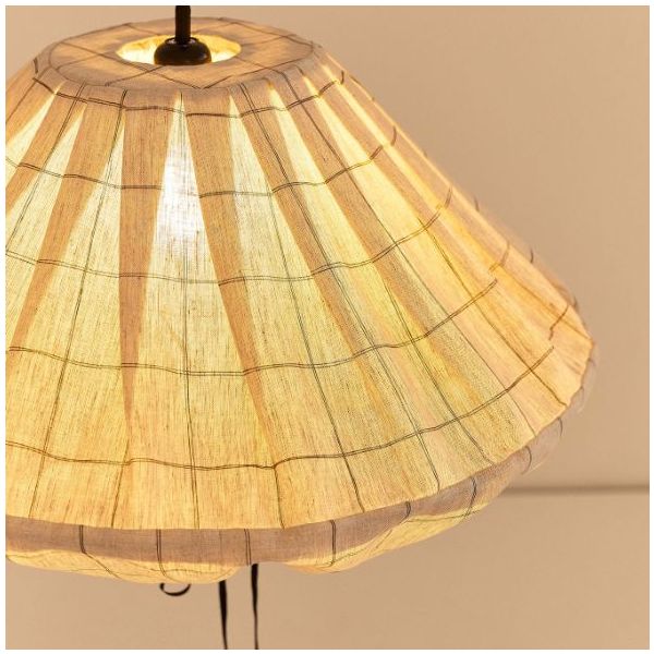 Abat-jour Yumi - 50 cm - Lin Carreaux Noir