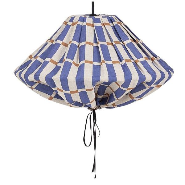 Yumi Lampshade - 50 cm - Linen Mosaic Blue / Mustard