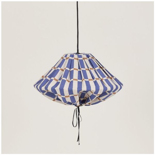 Yumi Lampshade - 50 cm - Linen Mosaic Blue / Mustard