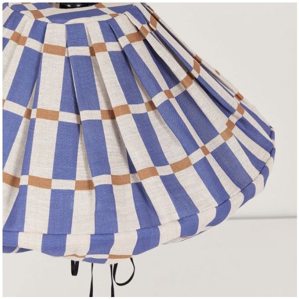Yumi Lampshade - 50 cm - Linen Mosaic Blue / Mustard